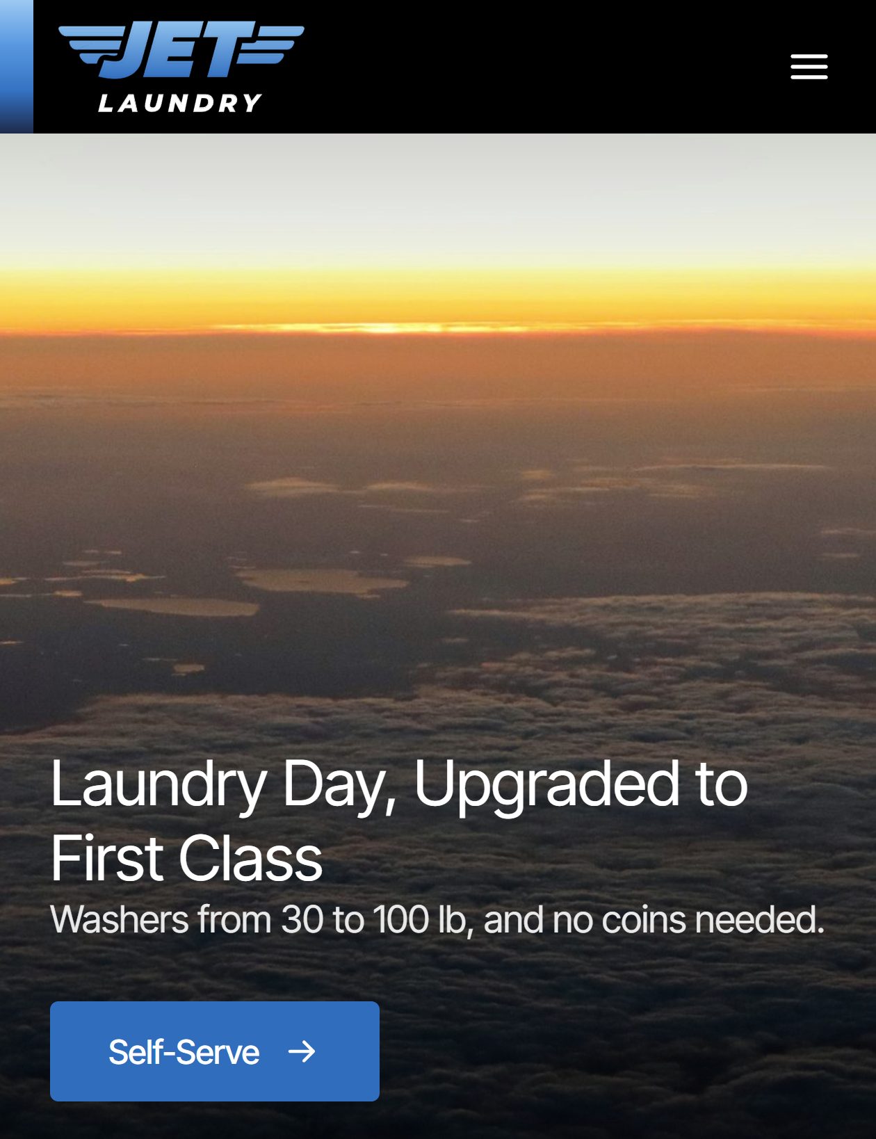Draft of the Jet Laundry website on a phone