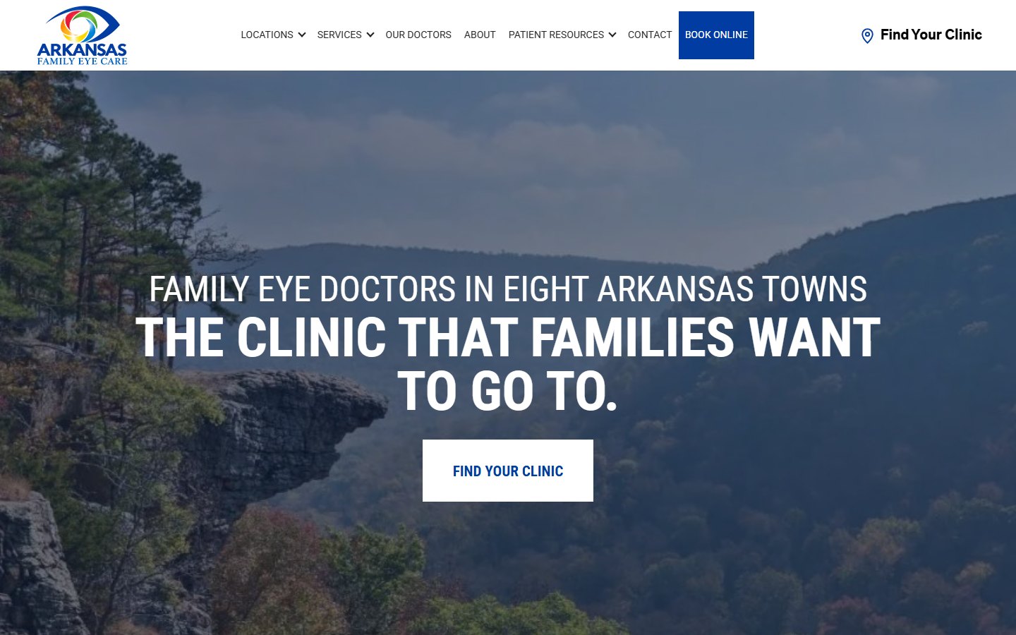 Draft home page of the Arkansas Family EyeCare website