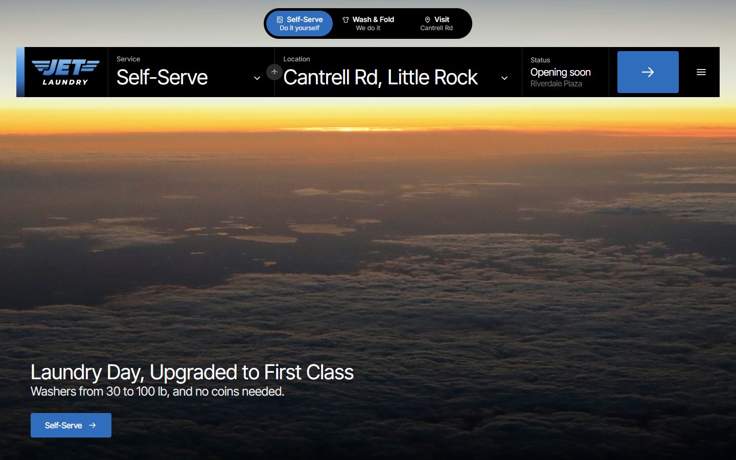 Draft of the Jet Laundry website on a desktop screen